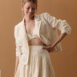 Anthropologie floral eyelet blazer size S